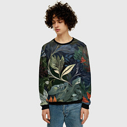 Свитшот мужской Объемные листья, цвет: 3D-черный — фото 2