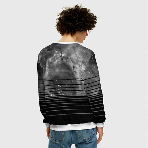 Мужской свитшот Звездное небо - Беби Йода / 3D-Белый – фото 4
