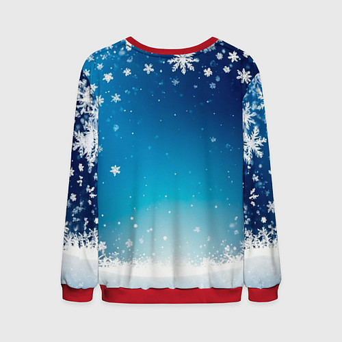 Мужской свитшот Символ 2025 года: зеленая змея в красной шапочке / 3D-Красный – фото 2