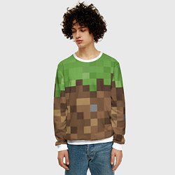 Свитшот мужской Earth - Minecraft, цвет: 3D-белый — фото 2