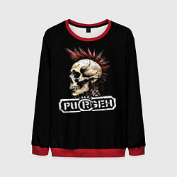 Свитшот мужской Purgen череп к красным ирокезом, цвет: 3D-красный