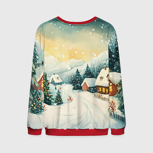 Мужской свитшот Праздничная деревушка / 3D-Красный – фото 2