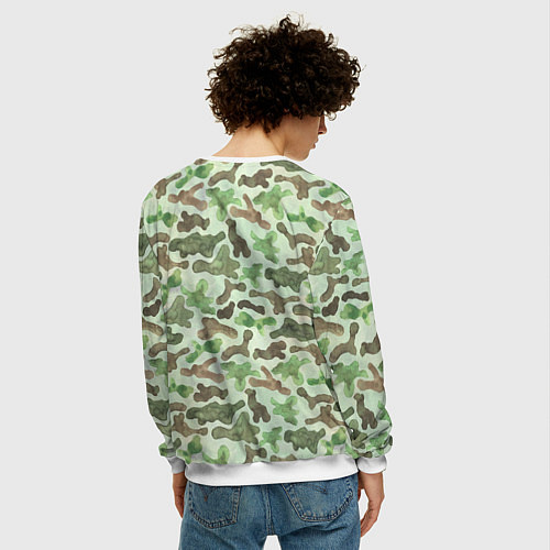 Мужской свитшот Русский солдат за ноутбуком / 3D-Белый – фото 4