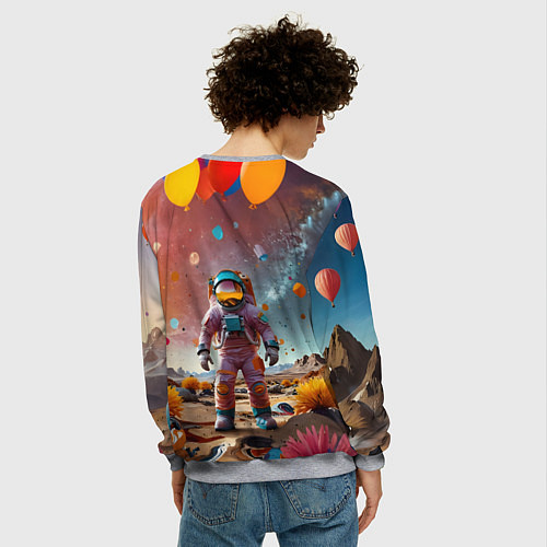 Мужской свитшот Праздничный космонавт / 3D-Меланж – фото 4