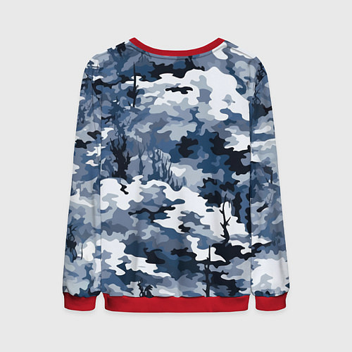 Мужской свитшот Камуфляж серо синий / 3D-Красный – фото 2