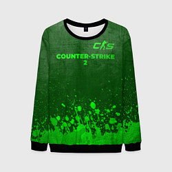 Свитшот мужской Counter-Strike 2 - green gradient посередине, цвет: 3D-черный