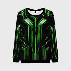 Мужской свитшот Green stripes on a black background