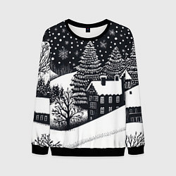 Мужской свитшот Новый год в черно-белом стиле