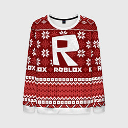 Свитшот мужской Новогодний свитер ugly Roblox, цвет: 3D-белый