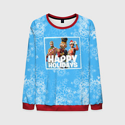 Свитшот мужской Happy Holidays - Fortnite Ginger Gunner и Щелкунчи, цвет: 3D-красный