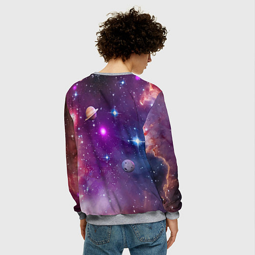 Мужской свитшот Homer Simpson in space - ai art / 3D-Меланж – фото 4
