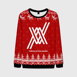 Свитшот мужской Новогодний Darling in the FranXX с оленями, цвет: 3D-черный