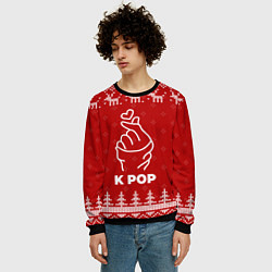Свитшот мужской Новогодний K Pop с оленями, цвет: 3D-черный — фото 2