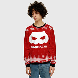 Свитшот мужской Новогодний DanMachi с оленями, цвет: 3D-черный — фото 2