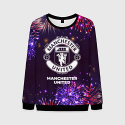 Свитшот мужской Праздничный Manchester United, цвет: 3D-черный