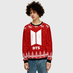 Свитшот мужской Новогодний BTS с оленями, цвет: 3D-черный — фото 2