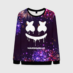 Свитшот мужской Праздничный Marshmello, цвет: 3D-черный