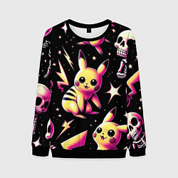 Свитшот мужской Pikachu and skeletons - pattern, цвет: 3D-черный