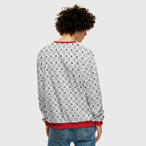 Мужской свитшот Чёрные звёзды на чёрном фоне / 3D-Красный – фото 4