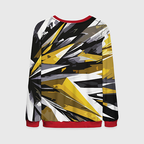 Мужской свитшот Чёрно-жёлто-белая абстракция / 3D-Красный – фото 2