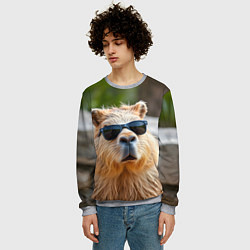 Свитшот мужской Модная капибара в темных очках, цвет: 3D-меланж — фото 2