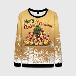 Свитшот мужской Курицы у ёлки, цвет: 3D-черный
