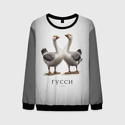 Свитшот мужской Гусси - га га га, цвет: 3D-черный