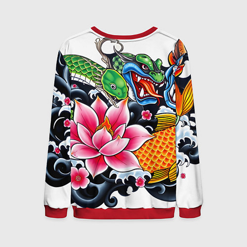 Мужской свитшот Иредзуми на белом фоне / 3D-Красный – фото 2