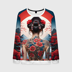 Свитшот мужской Девушка в татуировках, цвет: 3D-белый