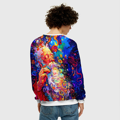 Мужской свитшот Santa Claus: pop-art modern pointillism / 3D-Белый – фото 4