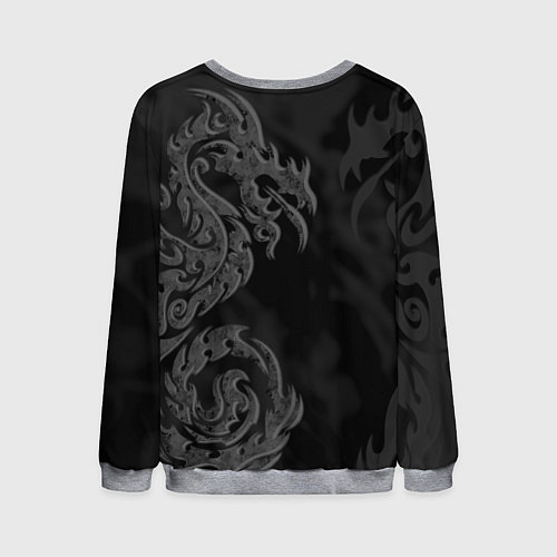 Мужской свитшот Серый дракон трайбл / 3D-Меланж – фото 2