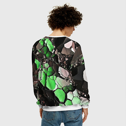 Мужской свитшот Чёрно-зелёный камень / 3D-Белый – фото 4
