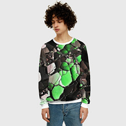 Свитшот мужской Чёрно-зелёный камень, цвет: 3D-белый — фото 2