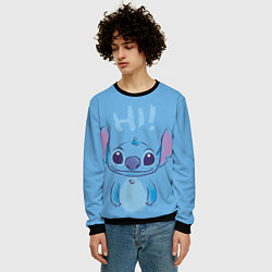 Свитшот мужской Stitch says hi, цвет: 3D-черный — фото 2