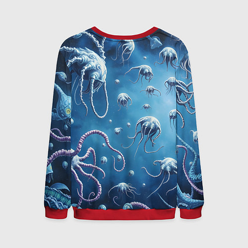 Мужской свитшот Мир фантастических осьминогов / 3D-Красный – фото 2