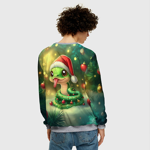 Мужской свитшот Змейка показывает язык / 3D-Меланж – фото 4