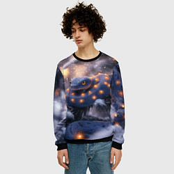 Свитшот мужской Темная змея в фонариках, цвет: 3D-черный — фото 2