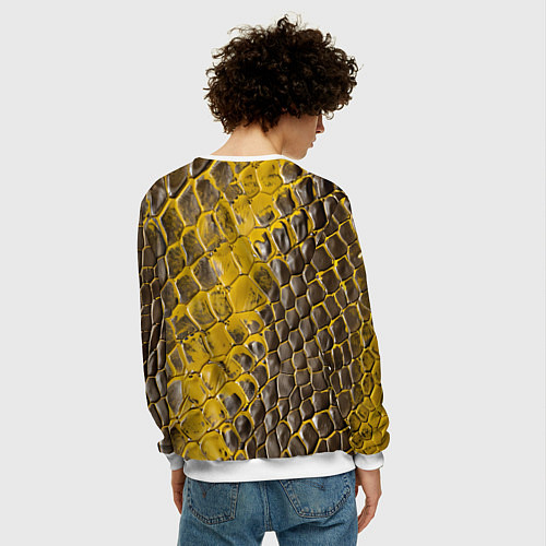 Мужской свитшот Красивая кожа змеи / 3D-Белый – фото 4