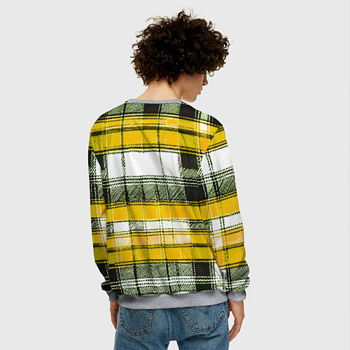 Мужской свитшот Чёрные полосы на жёлто-белом фоне / 3D-Меланж – фото 4