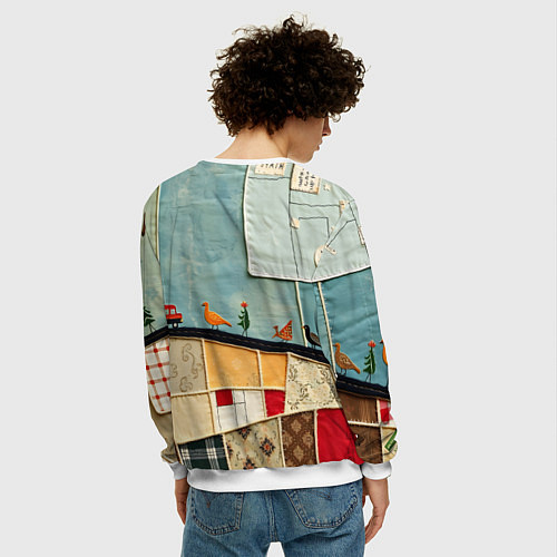 Мужской свитшот Детский пэчворк / 3D-Белый – фото 4