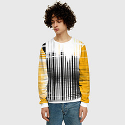 Свитшот мужской Жёлто-чёрный гранж на белом фоне, цвет: 3D-белый — фото 2