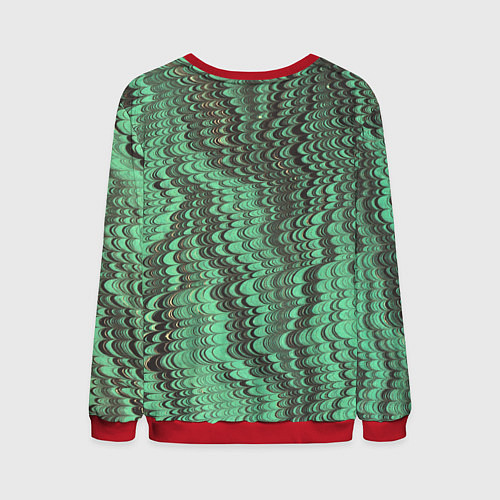 Мужской свитшот Разводы в зеленом цвете / 3D-Красный – фото 2