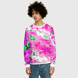 Свитшот мужской Розово-зелёная абстракция, цвет: 3D-белый — фото 2