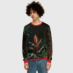 Свитшот мужской Объемные растения, цвет: 3D-красный — фото 2
