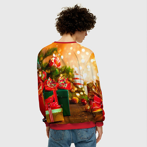 Мужской свитшот Новогодние подарки под ёлку / 3D-Красный – фото 4
