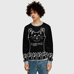 Свитшот мужской Evanescence: cat rock, цвет: 3D-меланж — фото 2
