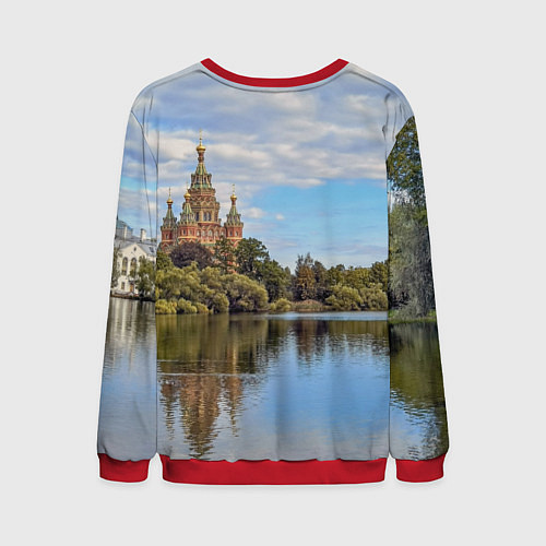 Мужской свитшот Собор святых апостолов Петра и Павла в Петергофе / 3D-Красный – фото 2