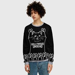 Свитшот мужской Hollywood Undead: cat rock, цвет: 3D-меланж — фото 2