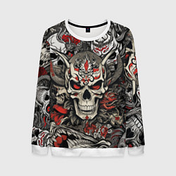 Свитшот мужской Череп в маске Хання, цвет: 3D-белый