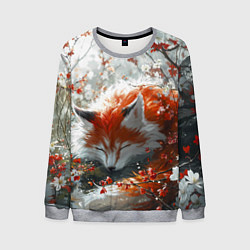 Свитшот мужской Милая лисичка в лесу, цвет: 3D-меланж